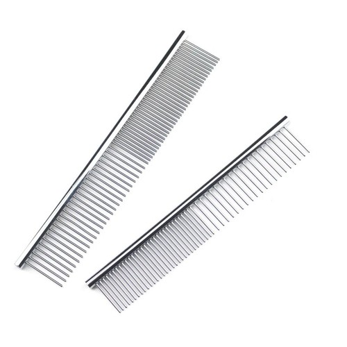 Stainless steel dog comb long - steel,