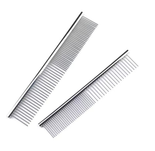 Stainless steel dog comb - stainless, long